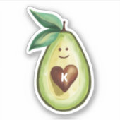 Ik hou van avocado monogram avocado hart karakter sticker (Voorkant)