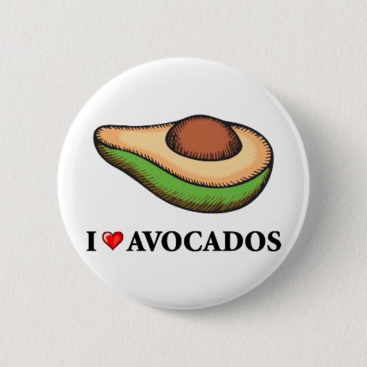 Ik hou van Avocados Ronde Button 5,7 Cm (Voorkant)
