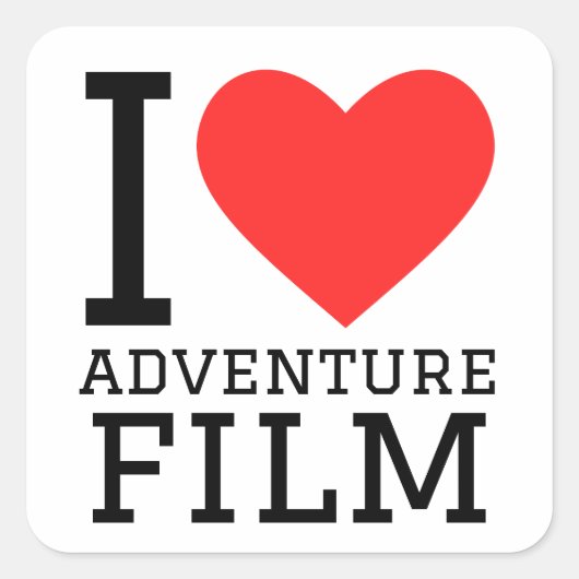 Ik hou van avonturenfilms vierkante sticker (Voorkant)
