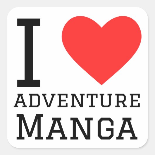 Ik hou van avonturenmanga vierkante sticker (Voorkant)