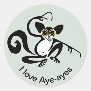 Ik hou van AYE-AYES - Primaat - maki - Madagaskar Ronde Sticker