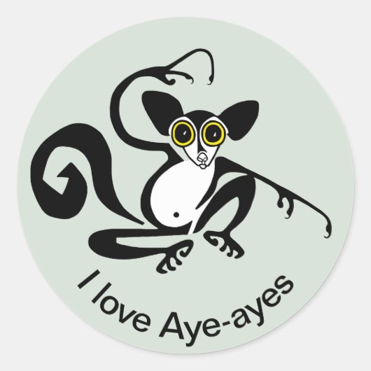 Ik hou van AYE-AYES - Primaat - maki - Madagaskar Ronde Sticker (Voorkant)
