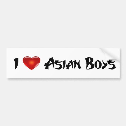 Ik hou van Aziatische jongens Bumpersticker (Voorkant)
