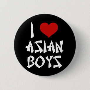 Ik hou van Aziatische jongens Ronde Button 5,7 Cm