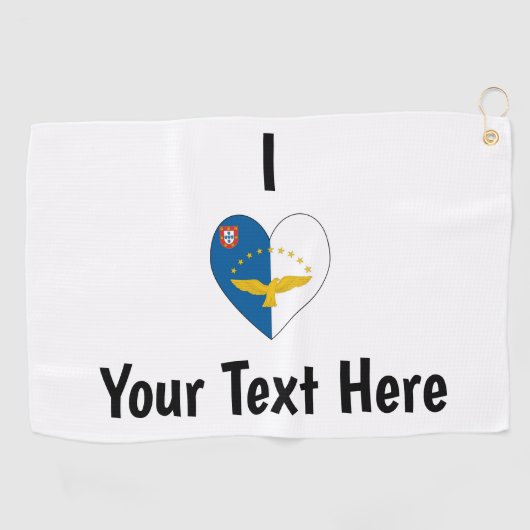 Ik hou van (Azorenvlag Hart) Persoonlijk Golfhanddoek (Horizontaal)