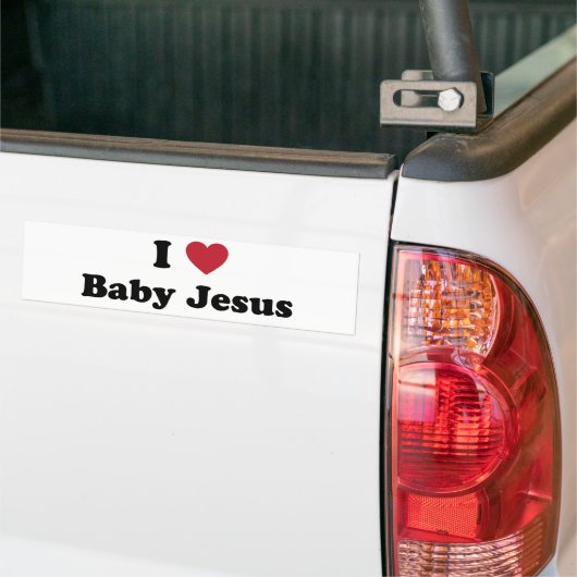 Ik hou van baby jesus bumpersticker (Op Truck)