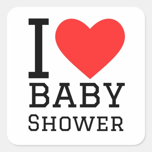Ik hou van baby shower vierkante sticker (Voorkant)