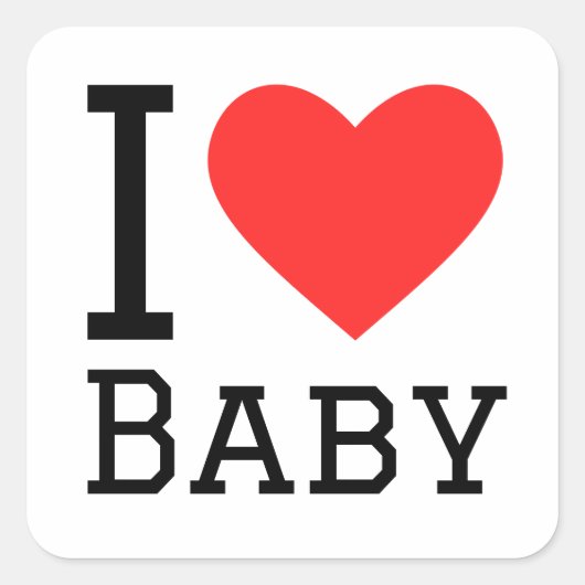 Ik hou van baby vierkante sticker (Voorkant)