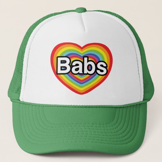Ik hou van baby's, regenbooghart trucker pet (Voorkant)