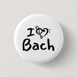Ik hou van Bach Klassieke Muziek Zwarte Tekst hart Ronde Button 3,2 Cm