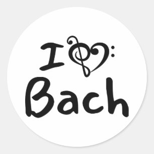 Ik hou van Bach Klassieke Muziek Zwarte Tekst hart Ronde Sticker