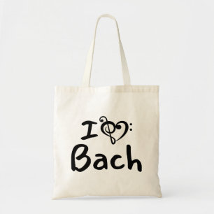 Ik hou van Bach Klassieke Muziek Zwarte Tekst hart Tote Bag