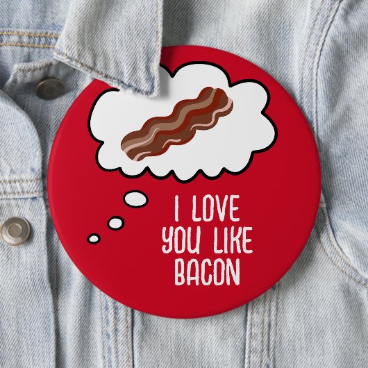 Ik hou van Bacon Funny Button (In situ)