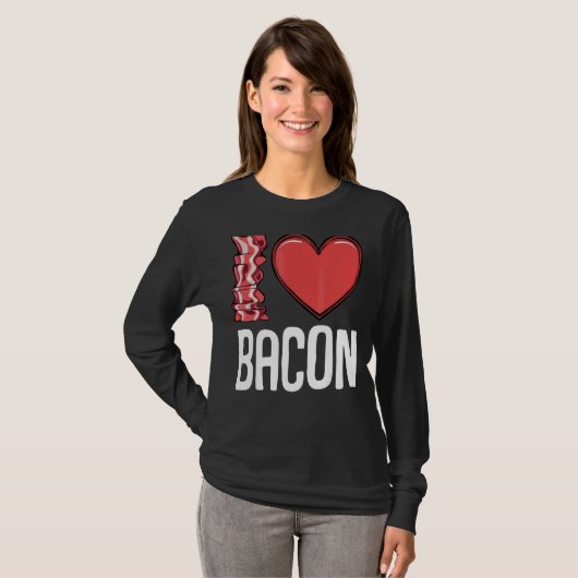 Ik hou van Bacon I Heart Bacon Ontbijt Mannen Vrou T-shirt (Voorkant volledig)
