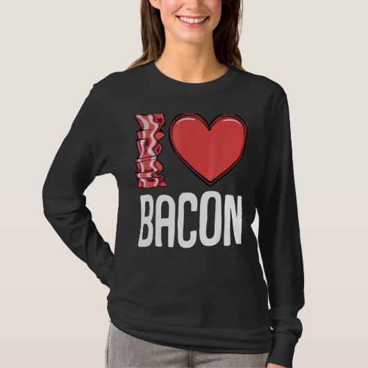 Ik hou van Bacon I Heart Bacon Ontbijt Mannen Vrou T-shirt (Voorkant)