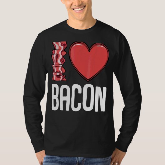 Ik hou van Bacon I Heart Bacon Ontbijt Mannen Vrou T-shirt (Voorkant)