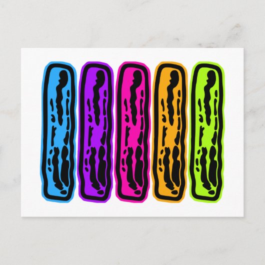 Ik hou van Bacon Neon Bacon Strips Briefkaart (Voorkant)