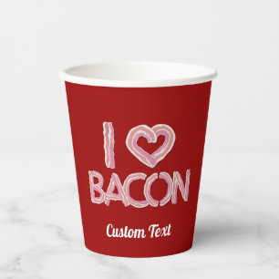 Ik hou van Bacon Paper Cups Papieren Bekers