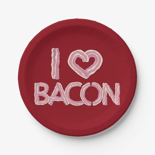 Ik hou van bacon papieren bordje (Voorkant)