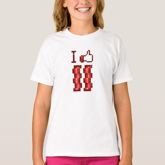 Ik hou van Bacon T-shirt (vervormd) (Voorkant)