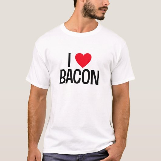 Ik hou van Bacon. Tee Shirt (Voorkant)