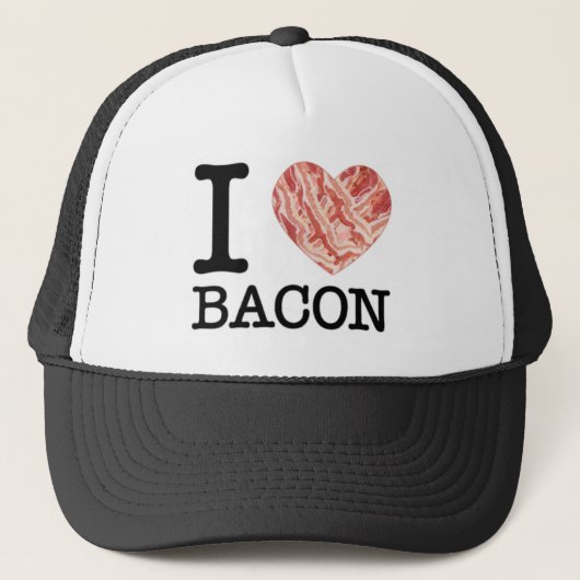 Ik hou van Bacon Trucker Hat Pet (Voorkant)