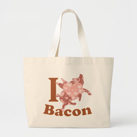 IK HOU VAN BACON vliegende varken Grote Tote Bag (Voorkant)