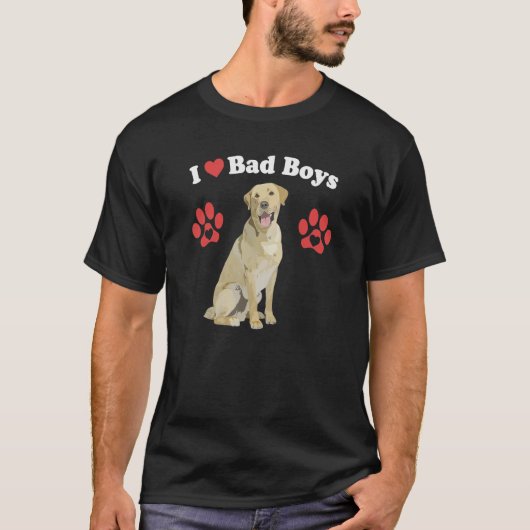 Ik hou van Bad Boys Mannelijk Geel Lab Puppy Hond  T-shirt (Voorkant)