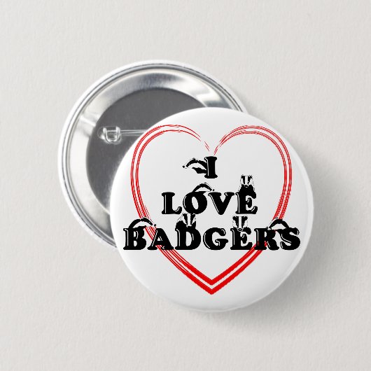 Ik hou van badgers Heart Ronde Button 5,7 Cm (Voorkant /achterkant)