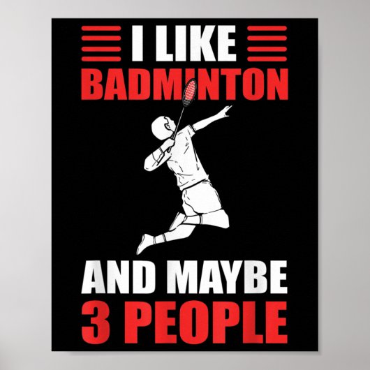 Ik hou van badminton en misschien 3 mensen badmint poster (Voorkant)