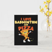 Ik hou van badminton en pizza racket shuttle sport kaart (Gele Bloem)