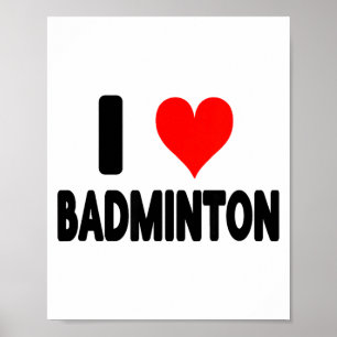 Ik hou van badminton - Hart badmintonspeler veld G Poster