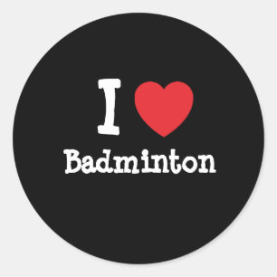 Ik hou van Badminton hart op maat gepersonaliseerd Ronde Sticker