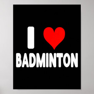 Ik hou van badminton - Hart schattig grappige spor Poster