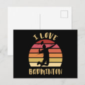Ik hou van Badminton Jump Smash Briefkaart (Voorkant / Achterkant)
