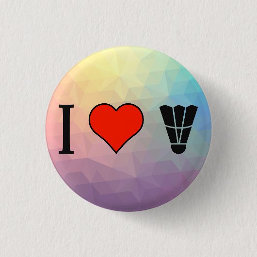 Ik hou van Badminton. Ronde Button 3,2 Cm (Voorkant)