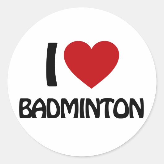 Ik hou van Badminton Ronde Sticker (Voorkant)