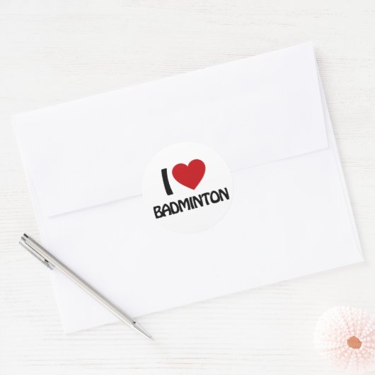 Ik hou van Badminton Ronde Sticker (Envelop)