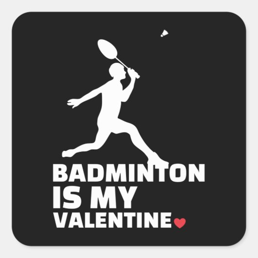 Ik hou van badminton Stylish badminton silhouette Vierkante Sticker (Voorkant)