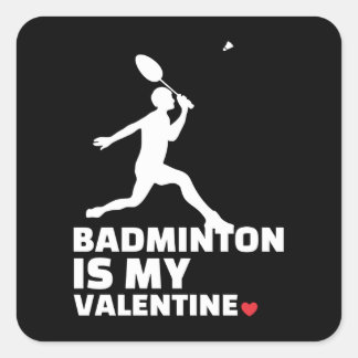 Ik hou van badminton Stylish badminton silhouette Vierkante Sticker