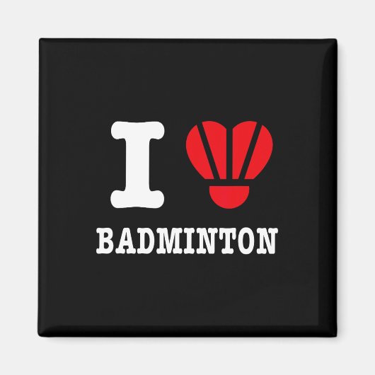 Ik hou van Badminton T-shirt - Funny Shuttle Heart Magneet (Voorkant)