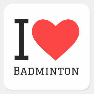 Ik hou van badminton vierkante sticker