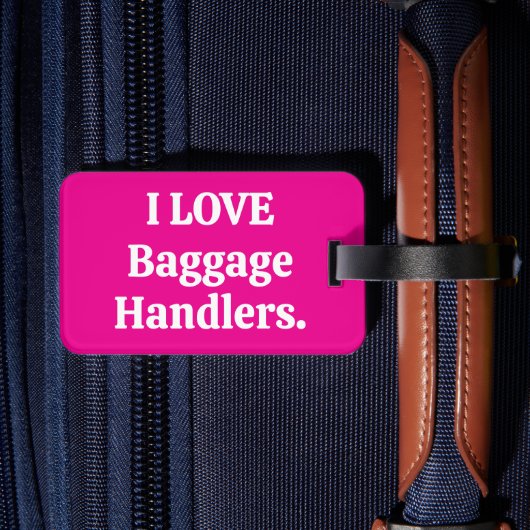 Ik hou van bagage handlers bagage label hot pink (Achterkant Insitu 2)