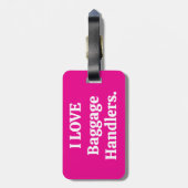 Ik hou van bagage handlers bagage label hot pink (Achterkant verticaal)