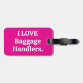 Ik hou van bagage handlers bagage label hot pink (Achterkant horizontaal)