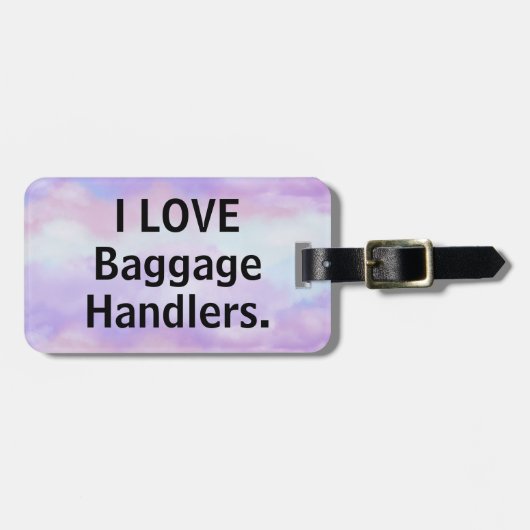 Ik hou van bagageafhandelaars bagage label paarse (Voorkant horizontaal)