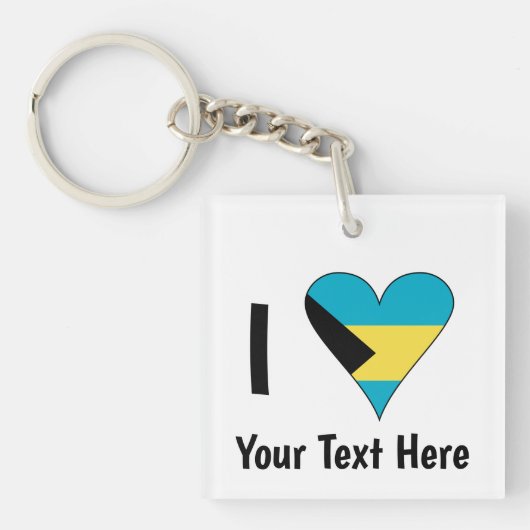 Ik hou van (Bahamas Vlag Hart) Persoonlijk Sleutelhanger (Voorkant)