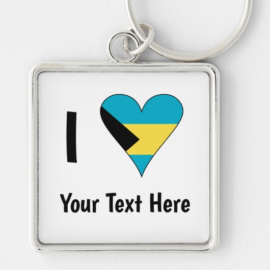 Ik hou van (Bahamas Vlag Hart) Persoonlijk Sleutelhanger (Voorkant)