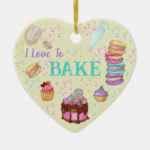 Ik hou van bakken - koekjes, magen, koekjes keramisch ornament