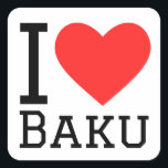 Ik hou van baku vierkante sticker<br><div class="desc">Ik hou van Bakoe,  voor Azerbeidzjan liefhebbers</div>